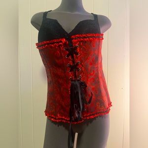 SHEIN Curve Plus Size 5XL (22) Red Baroque Frill Trim Bandeau Waist Trainer